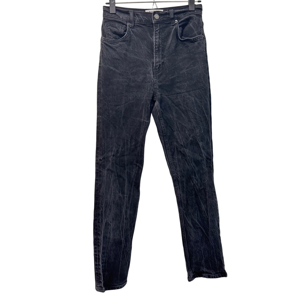 Reformation‎ Liza Jeans Ultra High Rise Straight Leg Denim Black Wash Size 27